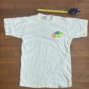 100% Cotton White Graphic T-Shirt with Tropical Design